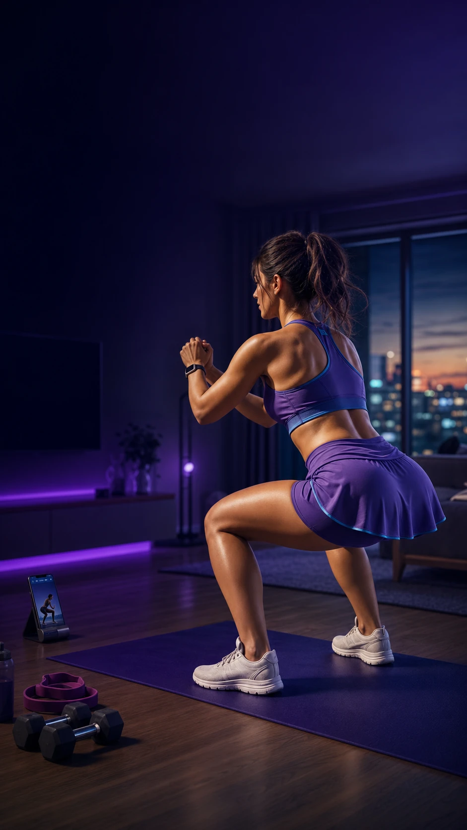 Athlete following a home workout using StepInside